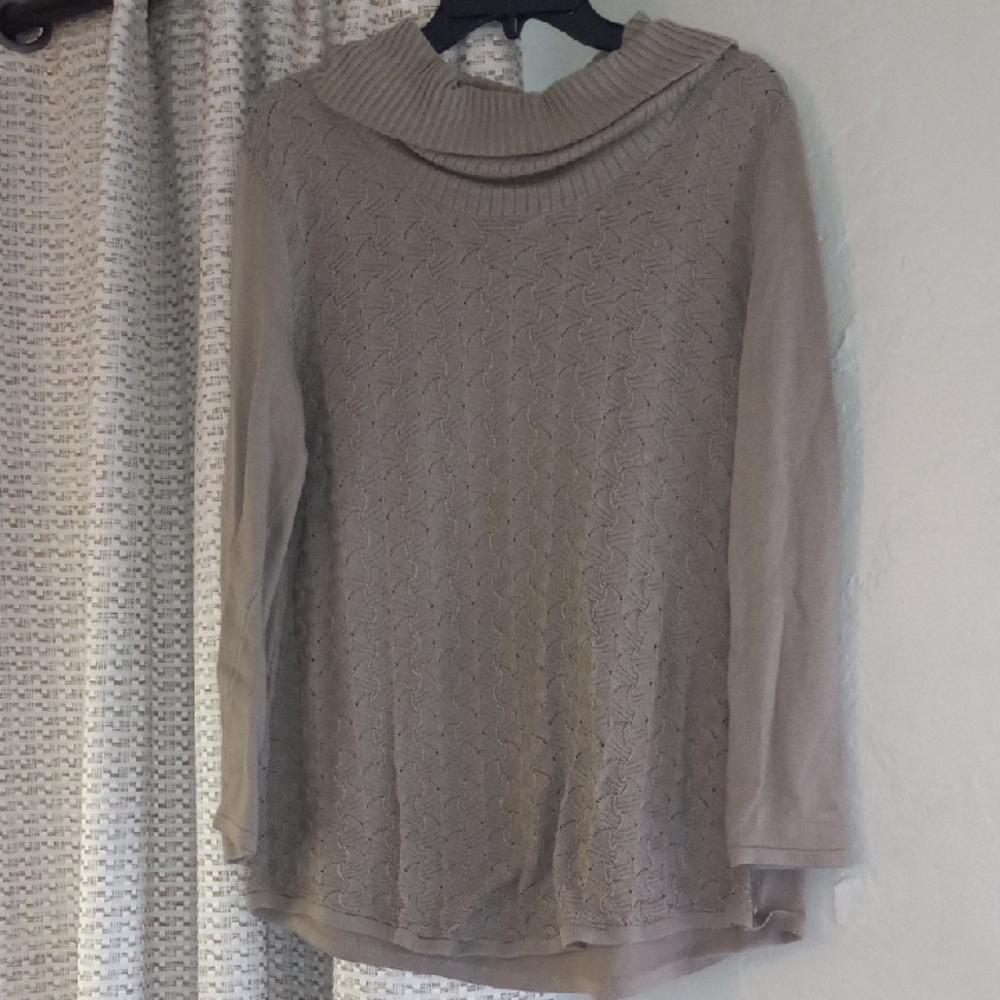 Lee Women's Cozy Tan Cowl Neck Sweater
